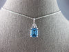 2.58CT DIAMOND & AAA BLUE TOPAZ 14KT WHITE GOLD 3D EMERALD CUT & ROUND PENDANT