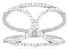 ESTATE WIDE .23CT DIAMOND 14KT WHITE GOLD 3D DOUBLE HORSESHOE FUN LUCKY RING