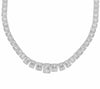 EXTRA LARGE 26.61CT DIAMOND 18KT WHITE GOLD 3D ROUND & BAGUETTE TENNIS NECKLACE