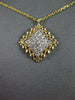 ESTATE .29CT DIAMOND 14KT 2 TONE GOLD 3D PAVE SQUARE FILIGREE BEADED FUN PENDANT