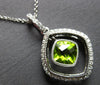 ESTATE LARGE 1.55CT DIAMOND & AAA PERIDOT 14K WHITE GOLD CUSHION & ROUND PENDANT