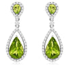 3.84CT DIAMOND & AAA PERIDOT 14KT WHITE GOLD 3D PEAR SHAPE HALO HANGING EARRINGS