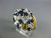 ESTATE LARGE 2.0CT DIAMOND & AAA SAPPHIRE 18KT 2 TONE GOLD 3D FLOWER FUN RING