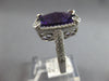 LARGE 6.34CT DIAMOND & AAA AMETHYST 14KT WHITE GOLD 3D CUSHION & ROUND HALO RING