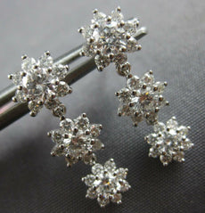 1.46CT DIAMOND 14KT WHITE GOLD MULTI FLOWER PAST PRESENT FUTURE HANGING EARRINGS