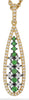 .42CT DIAMOND & AAA EMERALD 14KT YELLOW GOLD 3D TEAR DROP FUN FLOATING PENDANT