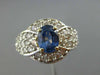 ESTATE WIDE 1.40CT DIAMOND & AAA SAPPHIRE 14K TWO TONE GOLD OVAL ENGAGEMENT RING