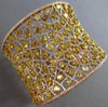 EXTRA LARGE WHITE & FANCY YELLOW DIAMOND 18KT YELLOW GOLD CUFF BANGLE BRACELET
