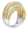 ESTATE WIDE .85CT DIAMOND 18KT WHITE & ROSE GOLD MULTI ROW ROPE ANNIVERSARY RING