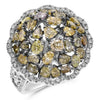 EXTRA LARGE 4.70CT WHITE & MULTI COLOR DIAMOND 18KT WHITE & BLACK GOLD FUN RING