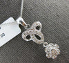 ESTATE .27CT DIAMOND 14KT WHITE GOLD FLOWER TEAR DROP FILIGREE FLOATING PENDANT