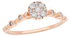 ESTATE .26CT DIAMOND 14KT ROSE GOLD 3D CLASSIC CLUSTER FLOWER ETOILE FUN RING