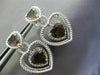 ESTATE .35CT DIAMOND & SMOKY TOPAZ 14KT WHITE GOLD MILGRAIN ROPE HEART EARRINGS