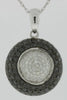 1.48CT WHITE & BLACK DIAMOND 14KT WHITE GOLD MULTI CIRCULAR FUN FLOATING PENDANT
