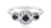 .80CT WHITE & BLACK DIAMOND 14K WHITE GOLD 3 STONE PAST PRESENT FUTURE LOVE RING