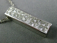ESTATE LARGE 1.60CT DIAMOND 14KT WHITE GOLD INVISIBLE RECTANGULAR PENDANT #18131