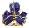 ESTATE LARGE 15.91CT AAA TANZANITE 18KT YELLOW GOLD MULTI SHAPE FLOWER FUN RING