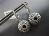 LARGE .61CT DIAMOND & AAA SAPPHIRE 14KT WHITE GOLD ROUND FLORAL HANGING EARRINGS