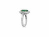 LARGE 4.6CT DIAMOND & AAA COLOMBIAN EMERALD 18K 2 TONE GOLD HALO ENGAGEMENT RING