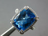 ESTATE LARGE 8.0CT DIAMOND & AAA BLUE TOPAZ 14KT WHITE GOLD 3D FILIGREE FUN RING