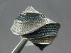 LARGE 1.72CT WHITE & BLUE DIAMOND 14K WHITE GOLD MULTI LEAF CRISS CROSS FUN RING