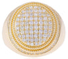ESTATE LARGE 1.60CT DIAMOND 14KT YELLOW GOLD MULTI ROW OVAL PAVE UNISEX FUN RING