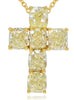 LARGE 4.38CT FANCY YELLOW DIAMOND 18KT YELLOW GOLD CUSHION SHARED PRONG PENDANT