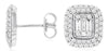 .59CT DIAMOND 14KT WHITE GOLD 3D ROUND & BAGUETTE CLUSTER FLOWER STUD EARRINGS