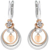.44CT DIAMOND 14KT WHITE AND ROSE GOLD 3D FLOWER MULTI CIRCULAR HANGING EARRINGS