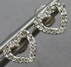 ESTATE SMALL .10CT DIAMOND 14KT WHITE GOLD CLASSIC OPEN HEART LOVE STUD EARRINGS
