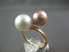 ESTATE AAA WHITE & PINK SOUTH SEA PEARL 14KT ROSE GOLD 3D CRISS CROSS LOVE RING