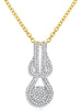 ESTATE .64CT DIAMOND 14K YELLOW GOLD FLORAL LOVE KNOT TEAR DROP FLOATING PENDANT