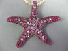 ESTATE LARGE 2.97CT AAA RUBY & PINK SAPPHIRE 18K ROSE GOLD STAR FISH FUN PENDANT