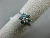 ESTATE .68CT WHITE & BLUE DIAMONDS 14KT WHITE GOLD 3D FLOWER SOLITAIRE LOVE RING