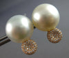ESTATE LARGE .49CT DIAMOND & AAA SOUTH SEA PEARL 18KT ROSE GOLD CIRCULAR STUD EARRINGS