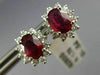 ESTATE 2.32CT DIAMOND & AAA RUBY 14K WHITE GOLD OVAL FLOWER STUD EARRINGS #25794