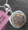 .90CT WHITE & PINK DIAMOND 18KT WHITE & ROSE GOLD 3D HEXAGON MULTI HEART PENDANT