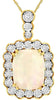 2.0CT DIAMOND & AAA OPAL 14KT YELLOW GOLD CUSHION & ROUND SQUARE FLOWER PENDANT
