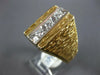 ESTATE LARGE .49CT DIAMOND 14KT 2 TONE GOLD 3D 3 STONE BAR RECTANGULAR MENS RING