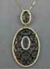 LARGE .60CT DIAMOND & BLACK ENAMEL 14KT YELLOW GOLD DOUBLE OVAL FILIGREE PENDANT