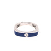 ESTATE .03CT DIAMOND & BLUE ENAMEL 18KT WHITE GOLD 3D SOLITAIRE ROUND FUN RING