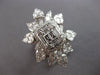 ESTATE EXTRA LARGE 4.06CT DIAMOND 18KT WHITE GOLD 3D SQUARE FLOWER COCKTAIL RING