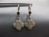 LARGE .55CT DIAMOND 14KT WHITE GOLD 3D 4 LEAF CLOVER CLASSIC LEVERBACK EARRINGS