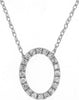 ESTATE .15CT DIAMOND 14KT WHITE GOLD 3D OPEN OVAL LOVE NECKLACE