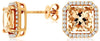 2.79CT DIAMOND & AAA MORGANITE 14KT ROSE GOLD 3D CUSHION OCTAGON STUD EARRINGS