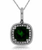 ESTATE 1.48CT DIAMOND & AAA RUSSALITE 14K WHITE GOLD CUSHION HALO SQUARE PENDANT