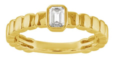 .26CT DIAMOND 14KT YELLOW GOLD 3D BAGUETTE SOLITAIRE BEZEL FRIENDSHIP LOVE RING