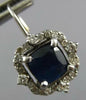 2.55CT DIAMOND & AAA SAPPHIRE 14KT WHITE GOLD 3D SQUARE FLOWER HANGING EARRINGS