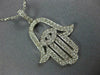 LARGE 1.03CT DIAMOND 14KT WHITE GOLD HAMSA LUCKY PENDANT #22067