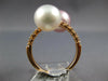 WIDE .25CT DIAMOND & AAA WHITE & PINK SOUTH SEA PEARL 18KT ROSE GOLD LOVE RING